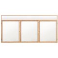 United Visual Products 72"x36" 2-Door Enclosed Wet/Dry Erase, Header, Black Board/Lt Oak UV855DH-LTOAK-BLKPORC